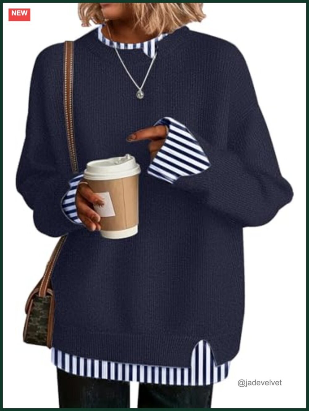 Womens Knit Pullover Sweater Long Sleeve Crew Neck Loose Fit Fall Winter